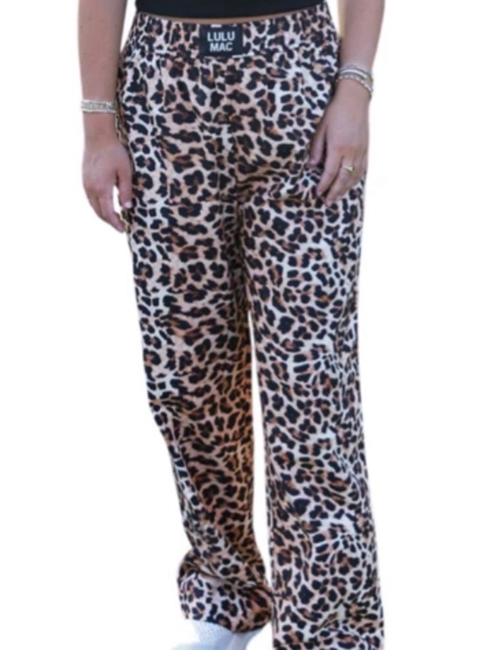 Leopard Print Wide-Leg Pants - Brown Multi